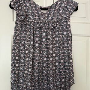 LOFT sleeveless pink teal patterned Blouse